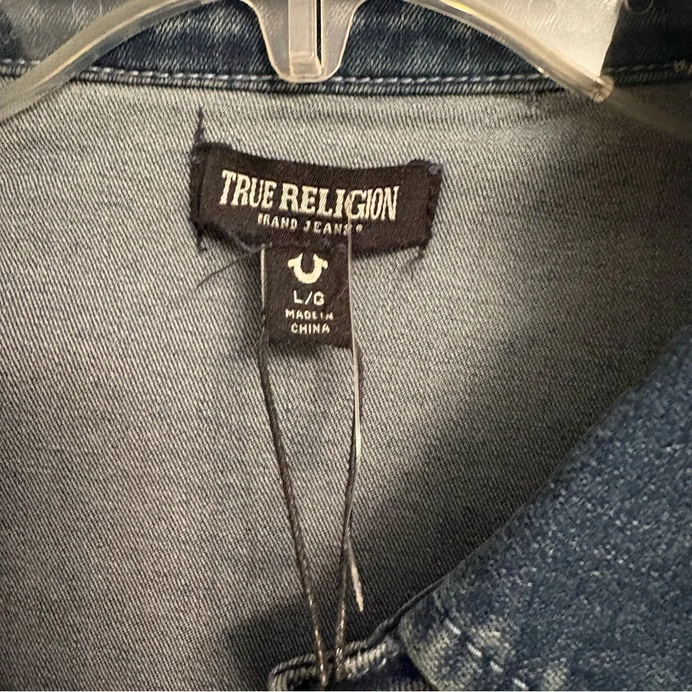 True Religion Georgia Denim Glitter button Shirt Cozy Fireside Wash Large - Picture 4 of 10